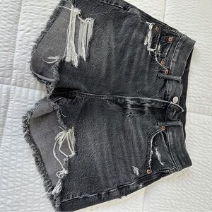 AE the highest 90’s boyfriend short 
Distressed Black Denim Shorts